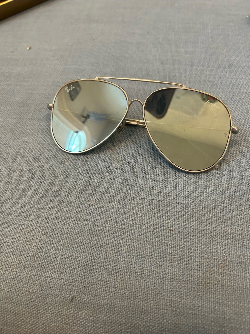 Ray-Ban  Lenny Kravitz Silver Aviator Sunglasses with Mirrored Blue-Green Lenses